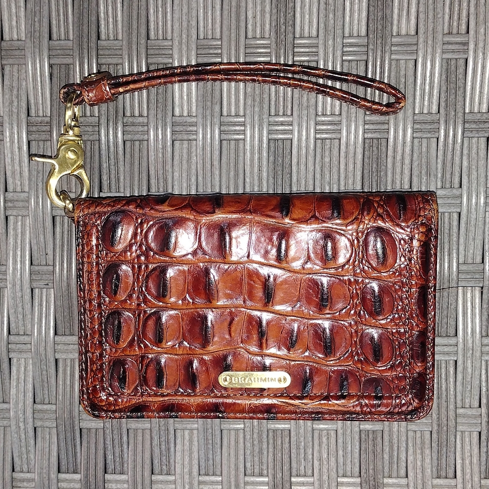 Brahmin Brown Crocodile Embossed Clutch